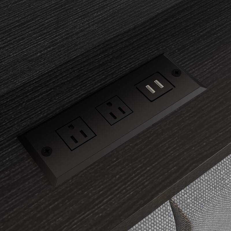 VECELO Upholstered Platform Bed Frame with Storage Headboard and Charging Station, Twin Full Queen Size