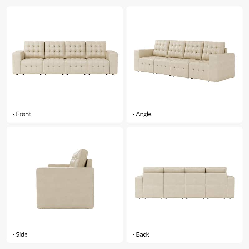 Aurora Genuine Leather Ottoman with Tufted Design by HULALA HOME