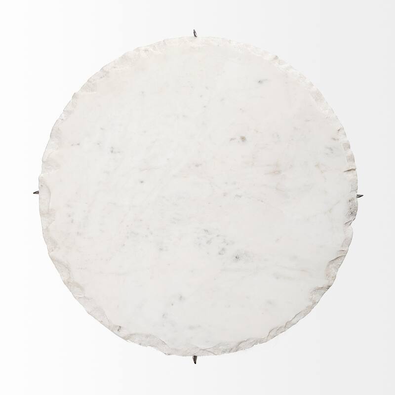 Reinhold II White Live-Edge Marble Top w/ Gold Metal Base Side/End Table - 20"L x 20"W x 21"H