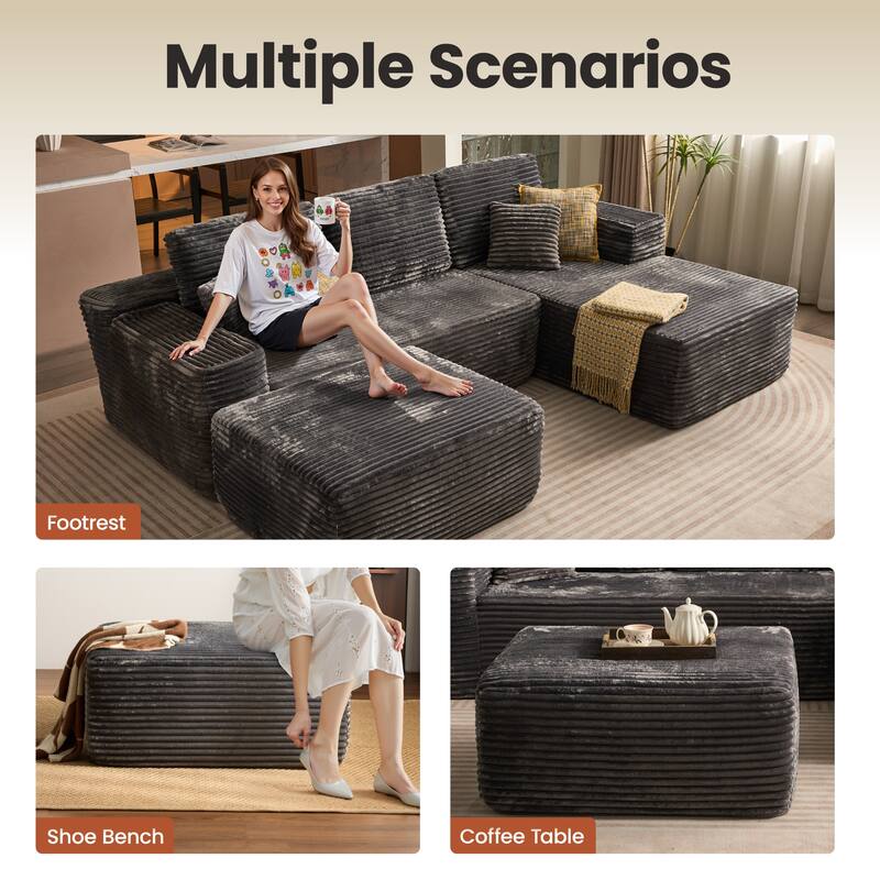 ​​OVIOS Lazy Chaise Lounge Sofa with Ottoman​