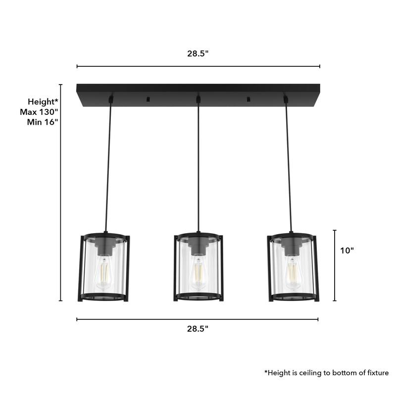 Hunter Astwood 3-Light Linear Cluster, Kitchen Island, Dining Room - Transitional, Contemporary, Modern Farmhouse
