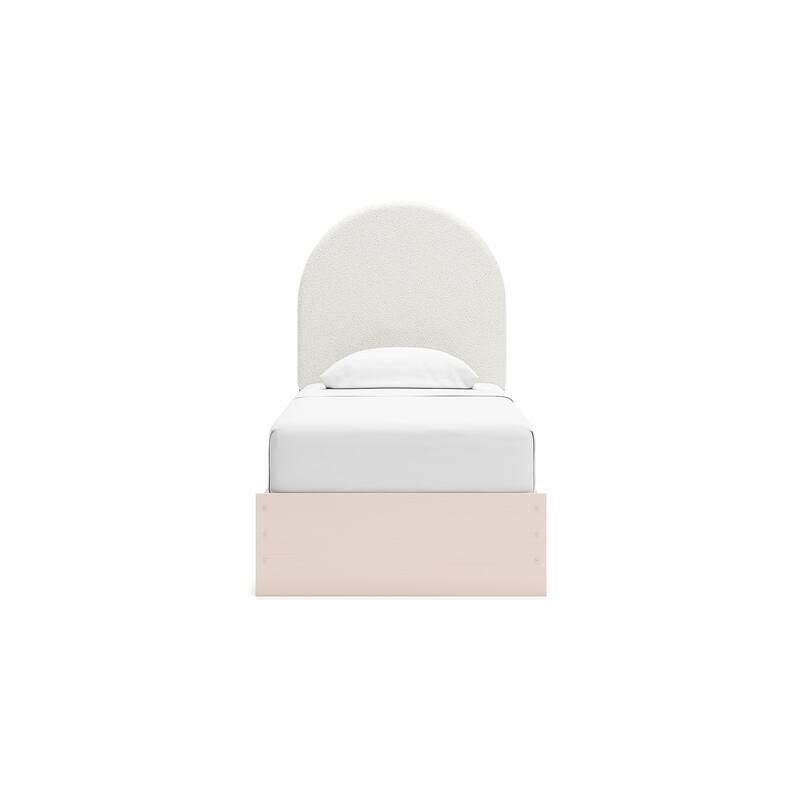 Signature Design by Ashley Wistenpine Pink/Cream Twin Upholstered Panel Platform Bed with Storage