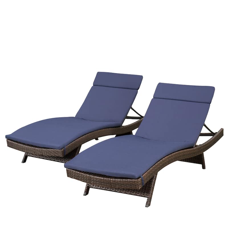 Salem Outdoor Wicker Lounge with Water Resistant Cushion (Set of 2) by Christopher Knight Home