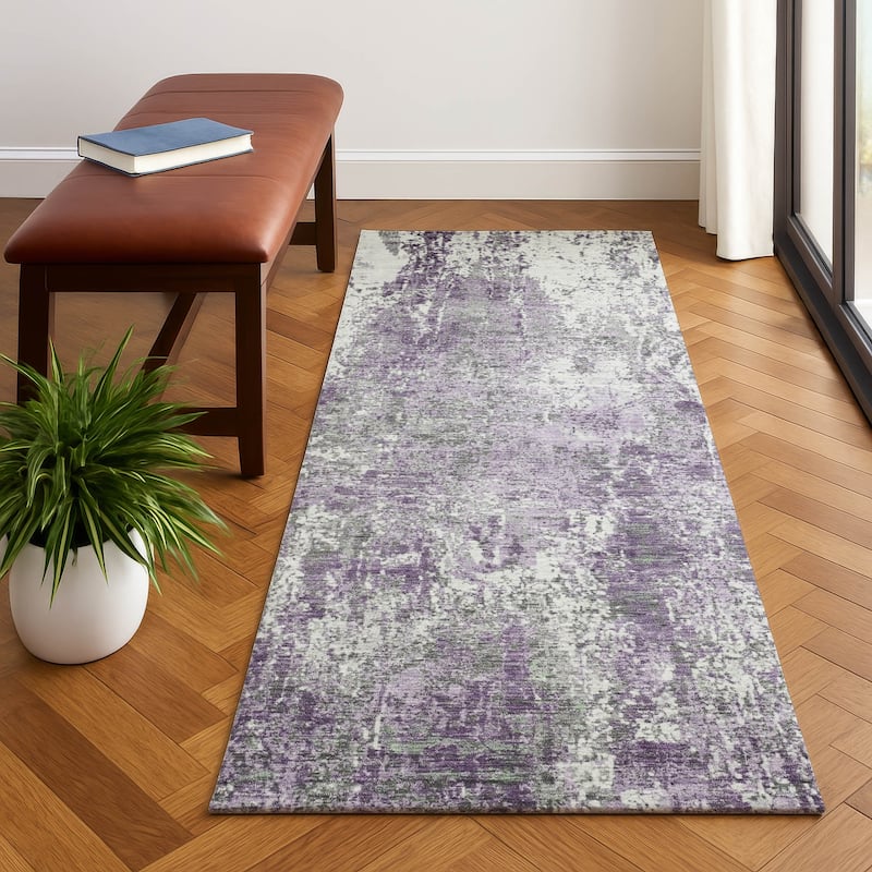 Premium Washable Super Soft Abstract Mayfield Rug - Plum - 2'3" x 7'6"