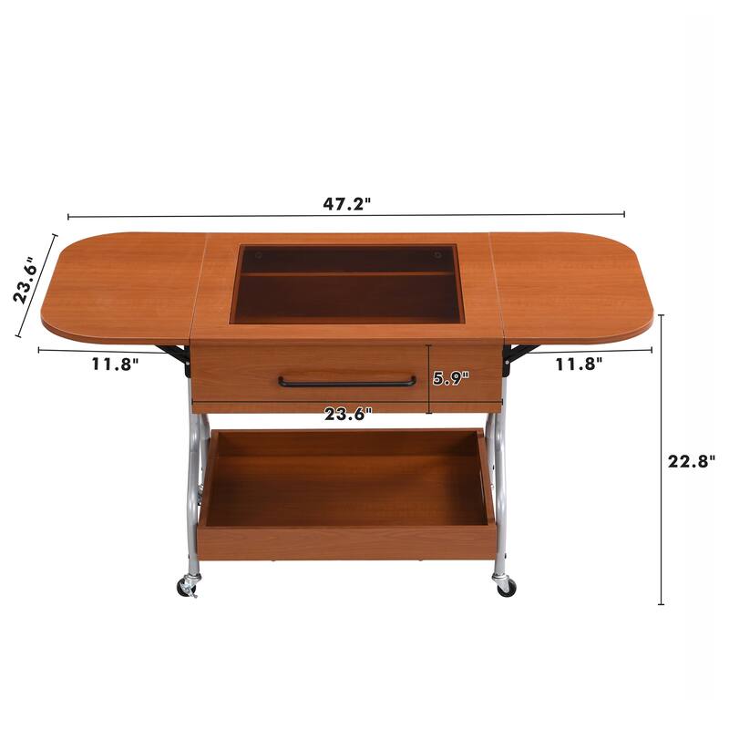 Modern Extended Coffee Table with Wheels, Folding Coffee Table with 1 drawer and 2-Tier Storage for Living Room