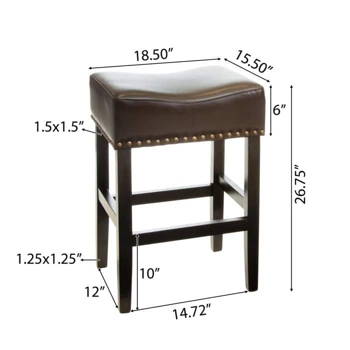 Roomfitters 26-Inch Backless Counter Stools, Set of 2 Wooden Saddle Seat Bar Chairs, Brown