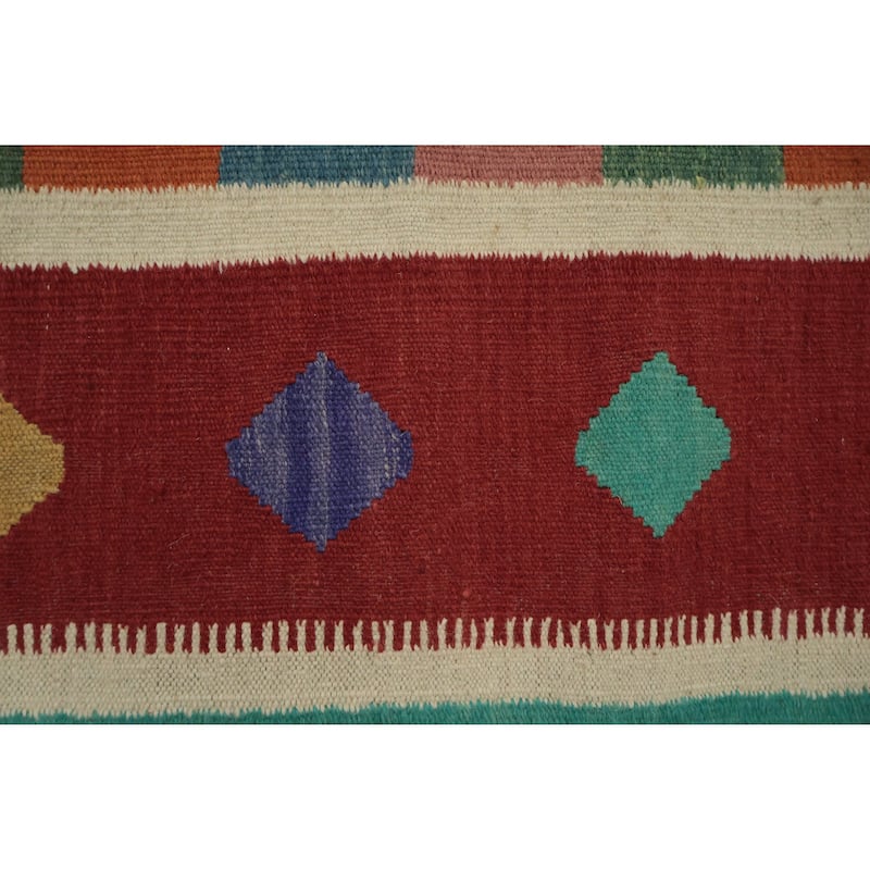 Hand Woven Oriental 100% Wool Carpet Southwestern Tribal Multi-Colored Kilim Area Rug - 14' 3'' X 8' 10''