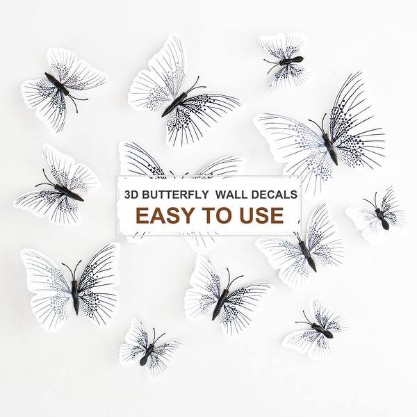 Shop 12pcs 3d Butterfly Wall Decal Diy Sticker For Christmas Decoration Black On Sale Overstock 28961398