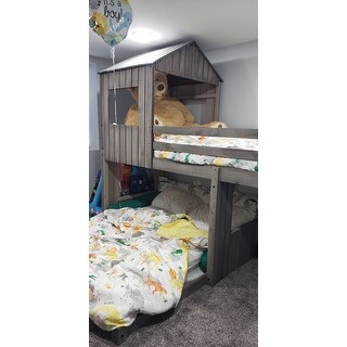 Twin over Full Campsite Loft in Rustic Dark Grey