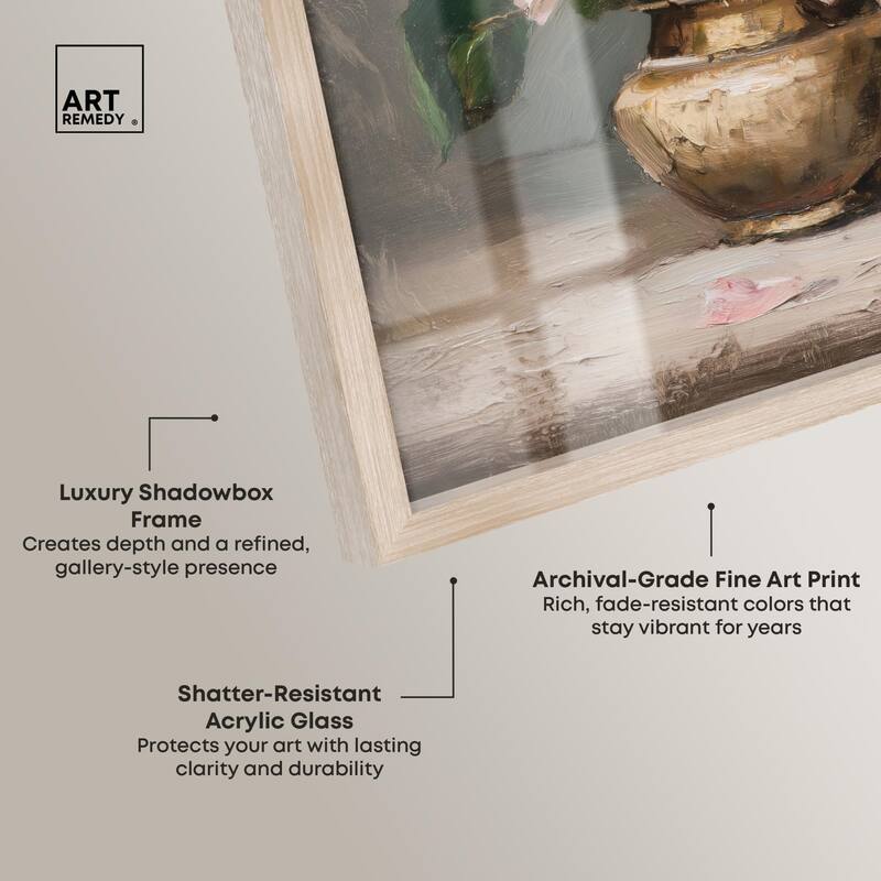 Pink Petals and Brass Shadowbox by Art Remedy