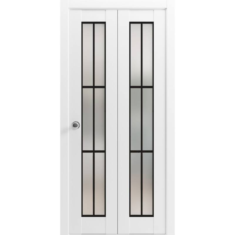 Bi-fold Doors 36 x 80 Planum 2122 White Silk Sturdy Tracks - Grey - 36" x 96" ( 2* 18x96)