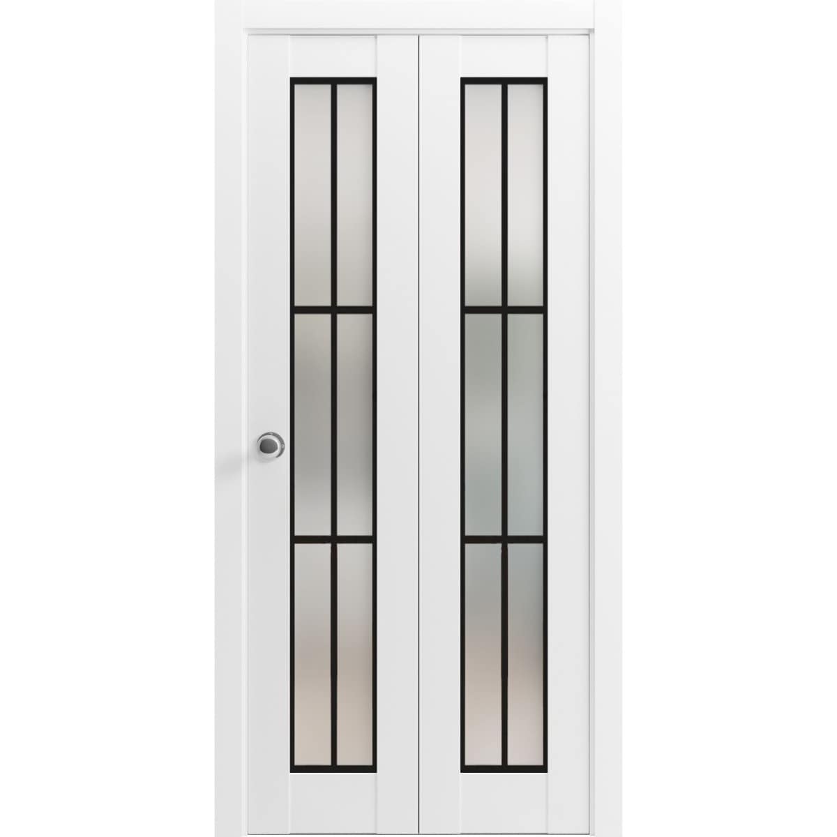 SartoDoors Planum 2122 | Closet Door Bi-fold Door | Solid Wood | Hardware Set | 36x80, White Silk Bedroom Door Bathroom Door