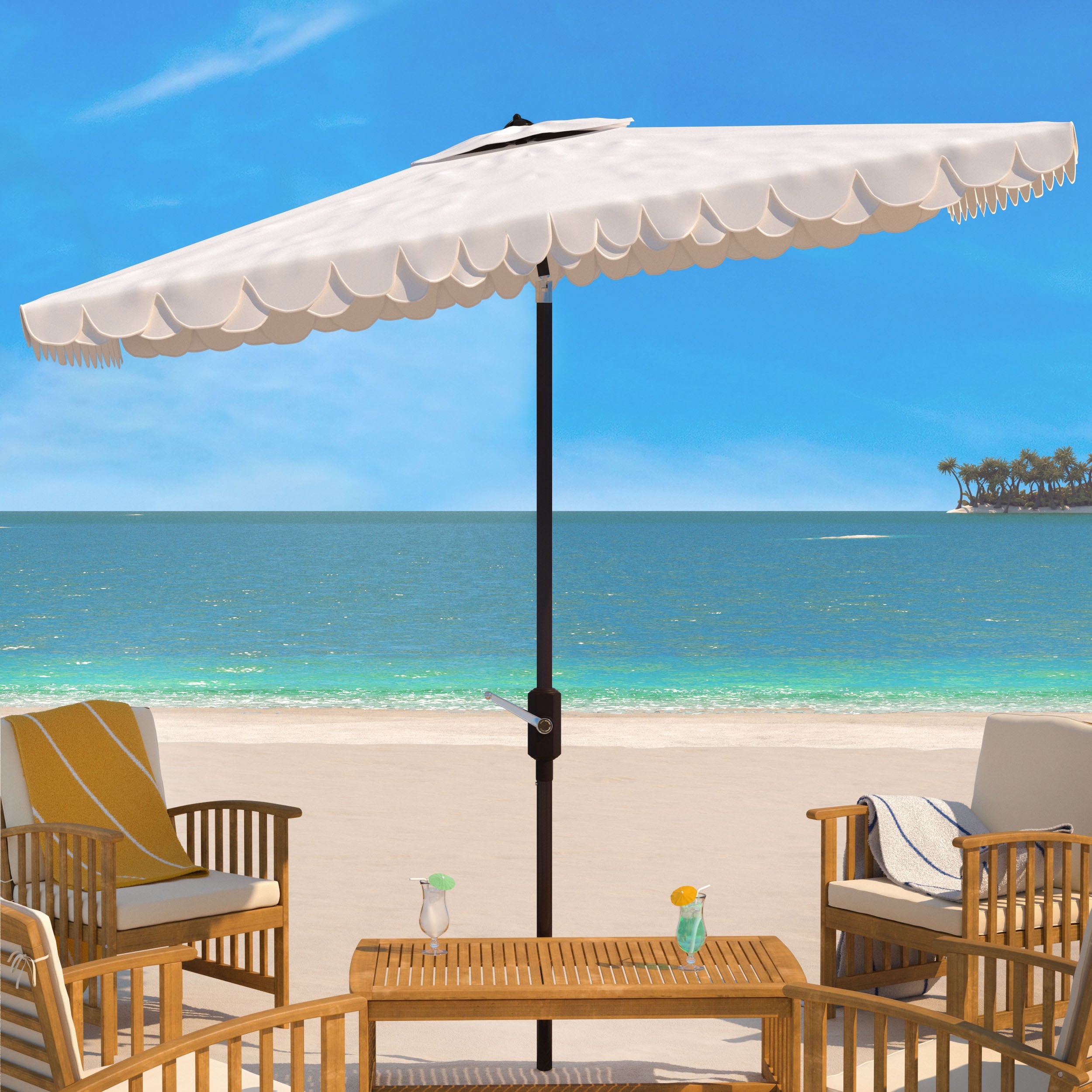 SAFAVIEH Zariah Rectangular 6'x10' Outdoor Umbrella with Valance