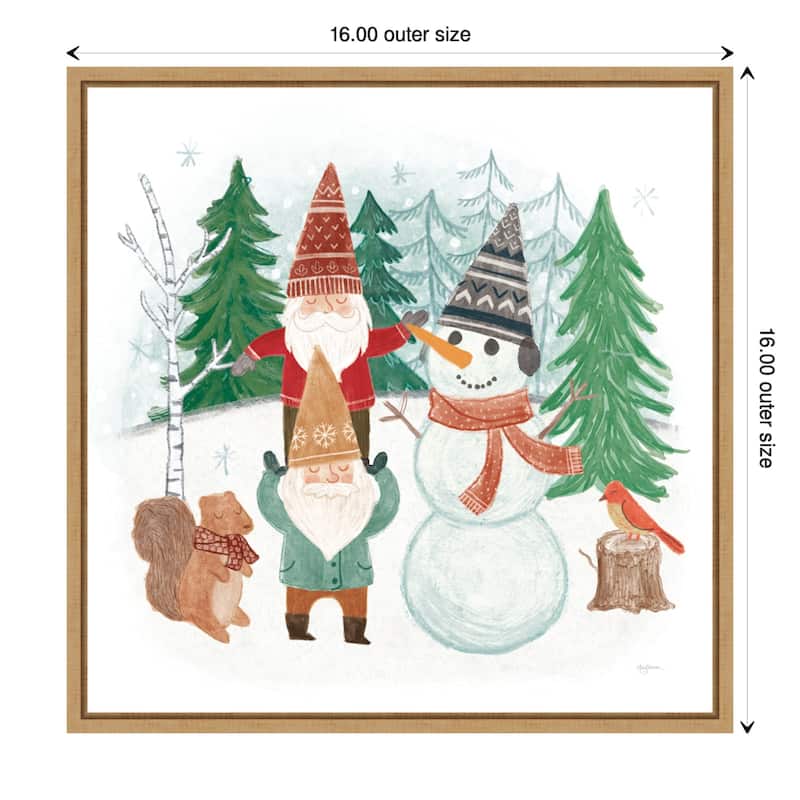 Woodland Gnomes IV by Mary Urban Canvas Art Framed - 16 x 16 in