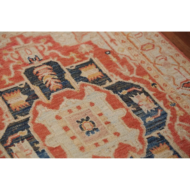 Vegetable Dye Heriz Serapi Oriental Accent Rug Handmade Wool Carpet - 3'1"x 4'1"