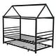preview thumbnail 9 of 10, Black Twin Size Metal House Shape Platform Bed with Trundle, Roof for Kids, Bedroom