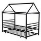 preview thumbnail 9 of 10, Black Twin Size Metal House-Shaped Platform Bed with Trundle and Roof