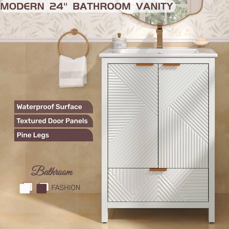 24-Inch Bathroom Vanity with Sink Combo, Modern Design, Single Faucet Hole