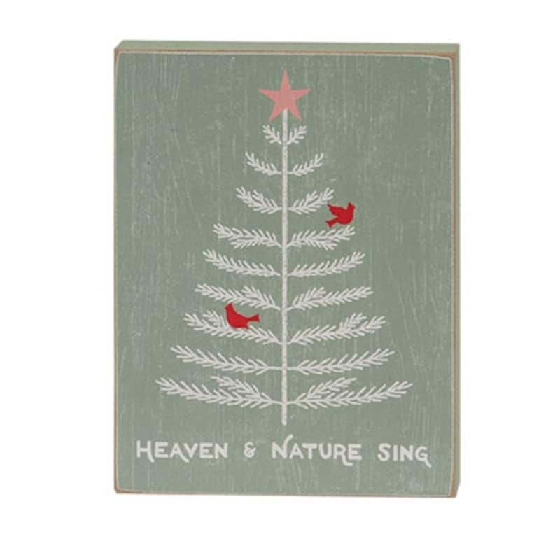 Heaven & Nature Cardinal Christmas Tree Wooden Block - 4.50" x 0.75" x 6" - Green