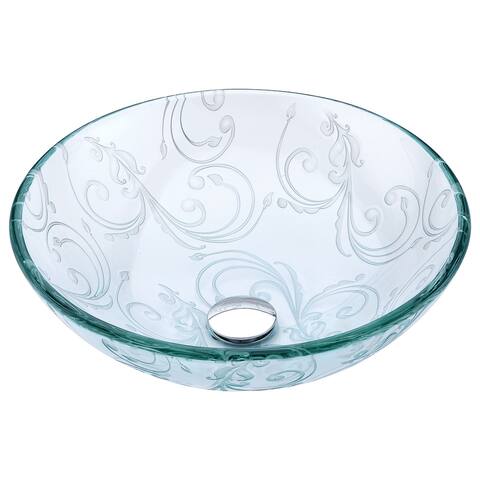 Kolokiki Series Vessel Sink with Pop-Up Drain in Crystal Clear Floral