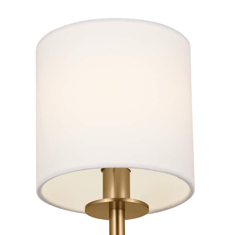 Kichler Lighting Ali 1-Light Brushed Natural Brass Wall Sconce with White Fabric Shade - 14 in