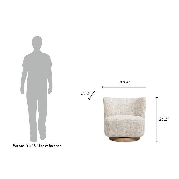 dimension image slide 1 of 2, Miranda 30" Solid Ash Wood Chenille Upholstered Swivel Accent Chair
