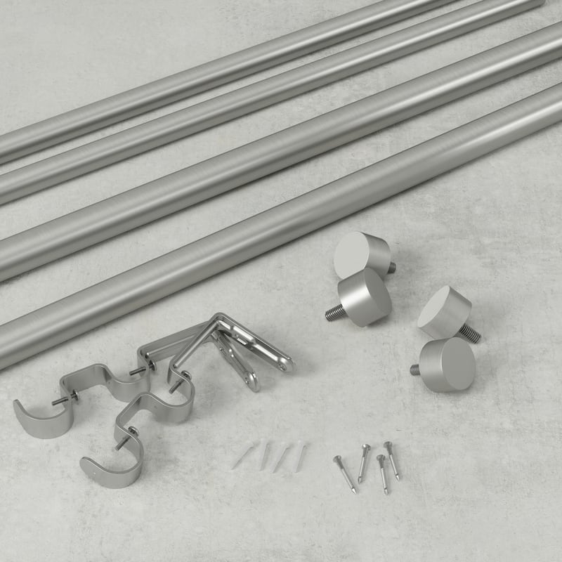 Adjustable Curtain Rod Set 36-66 Inch, Double Rod Nickel Finish - M