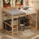 preview thumbnail 1 of 26, Multifunctional Full Size Metal Loft Bed with Desk, Cabinets, Drawers and Bedside Tray, Charging Station, USB and socket, Gold Gold