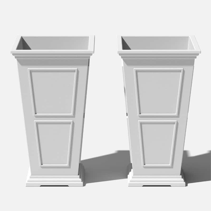 Veradek Brixton Tall 28-inch Planter - 26"H x 14.75"W x 14.75"L - 2 Pack - White
