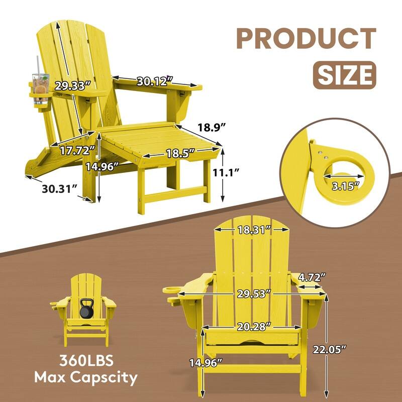 Folding Outdoor Chair with 3-Position Reclining Backrest & Telescoping Footrest