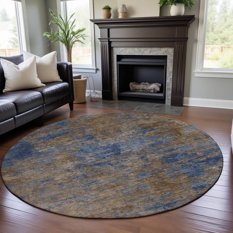 Premium Washable Super Soft Abstract Contemporary Mayfield Rug - Navy - 8' x 8'