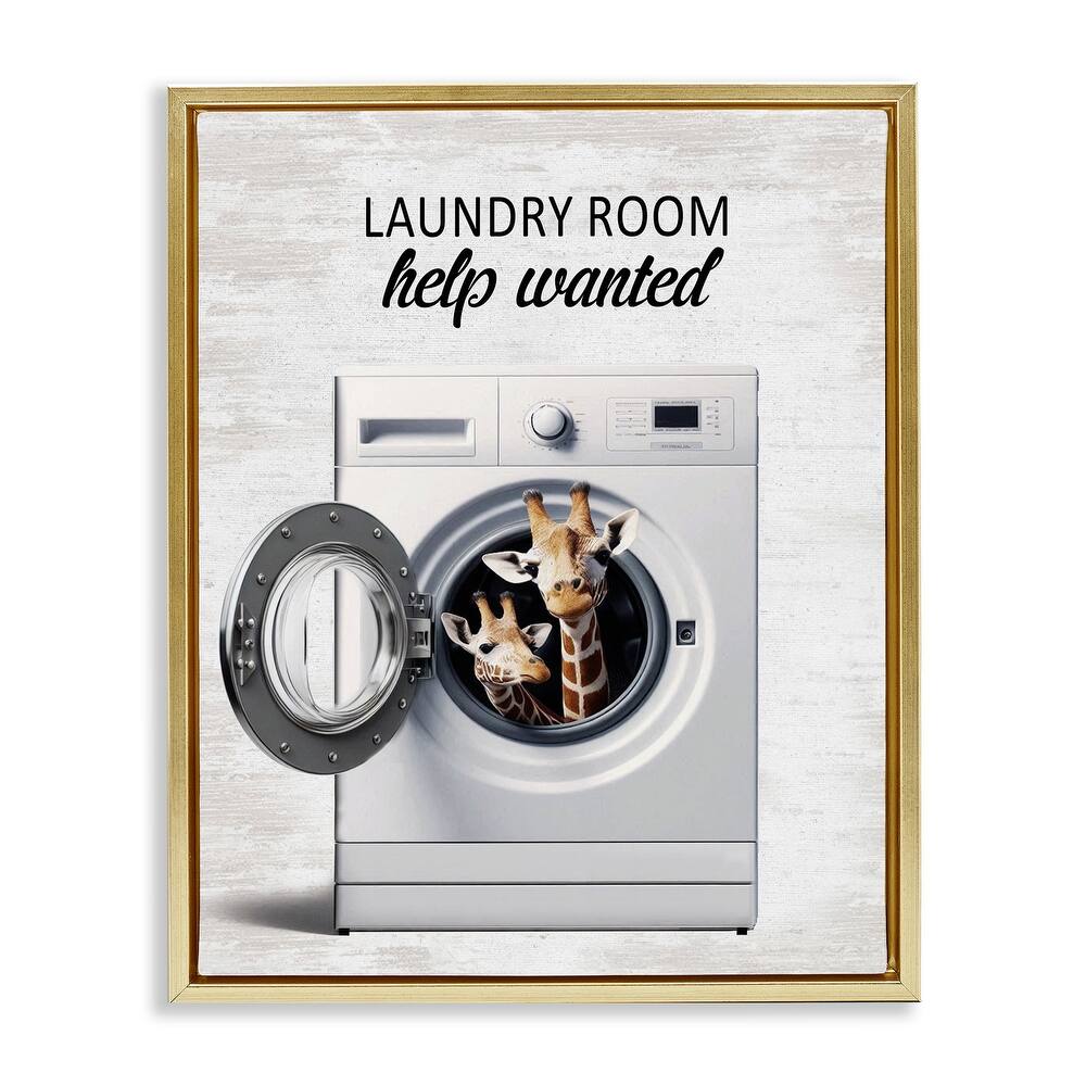 Stupell Laundry Room Help Wanted Framed Floater Canvas Wall Art Design By Lettered and Lined