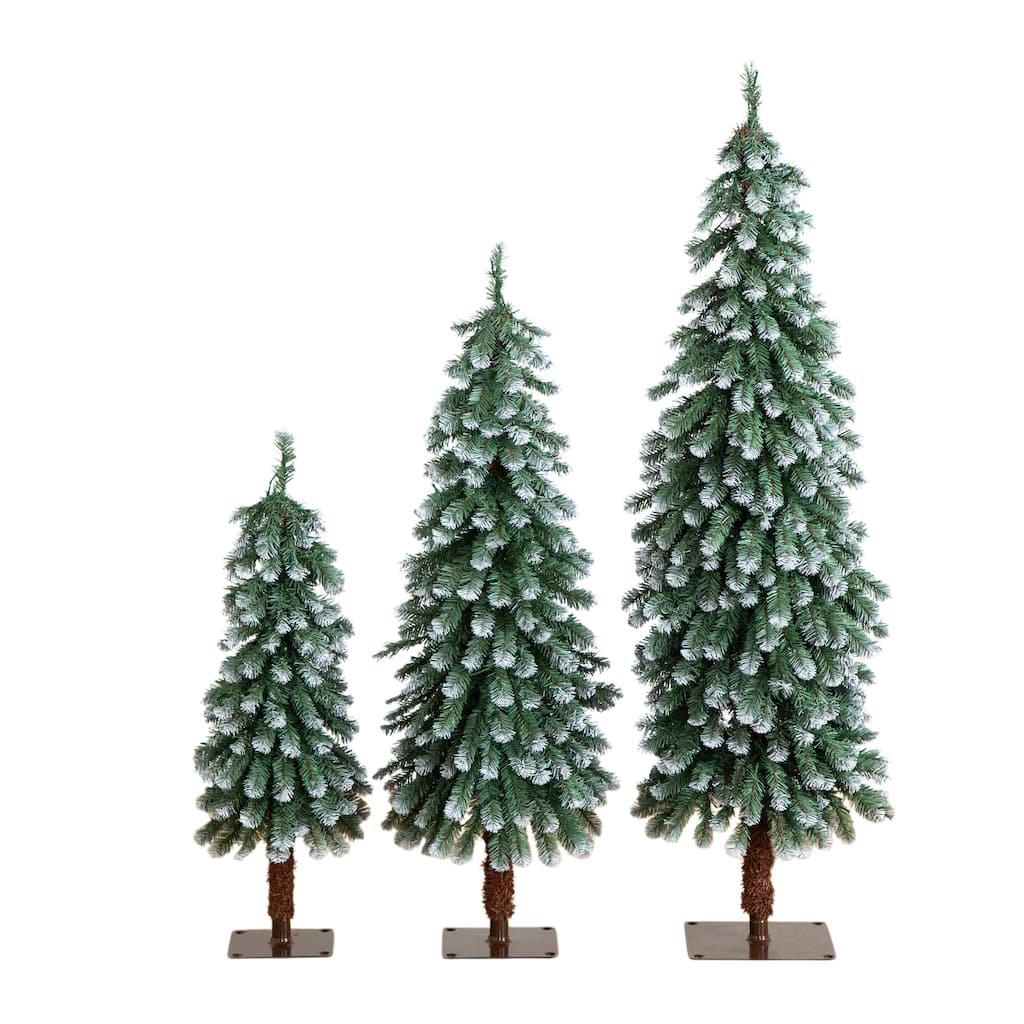 3-ft 4-ft 5-ft Pre-Lit Frosted Artificial Christmas Tree Set