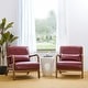 preview thumbnail 6 of 33, Glitzhome Set of 2 30-Inch Mid-Century Modern PU Leather Accent Armchairs with Rubberwood Frame