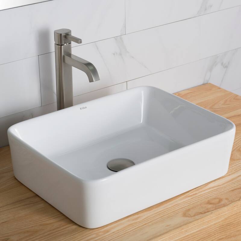 Kraus Bathroom Combo - 18-3/4" Ceramic Vessel Bathroom Sink With
