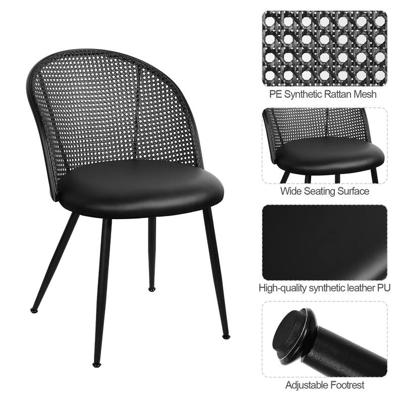 Modern Upholstered Rattan Dining Chairs Set of 2/4