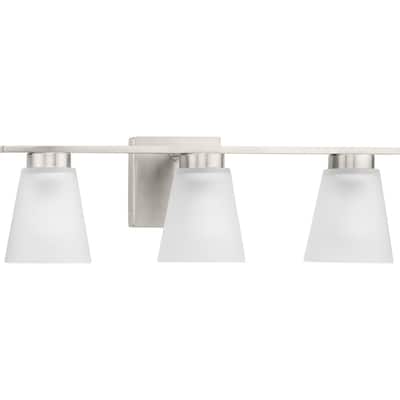 Tanner Collection Three-Light Brushed Nickel Transitional Vanity Light - 22 in x 6.5 in x 7.12 in