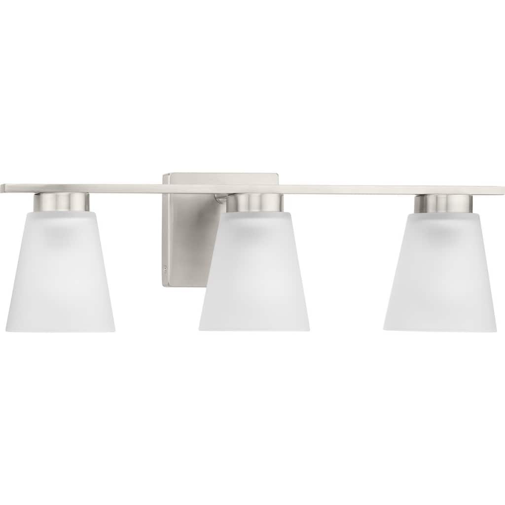 Tanner Collection Three-Light Brushed Nickel Transitional Vanity Light - 22 in x 6.5 in x 7.12 in