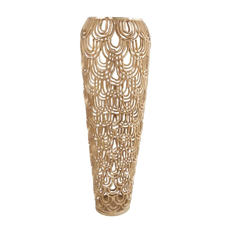 Gold Aluminum Metal Art Deco Inspired Arched Geometric Vase