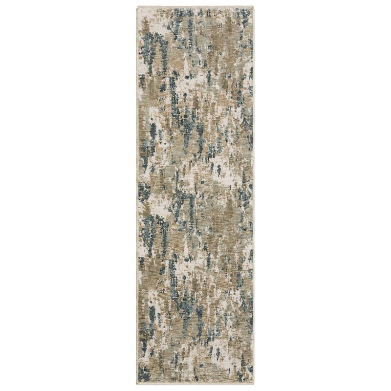 Style Haven Estella Abstract Elements Beige/ Teal Area Rug - 2' 3" x 7' 6" - Runner