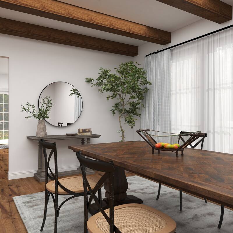 Tempered Glass Kitchen Serving Bowl with Brown Metal Base - Clear - Roche River Decor