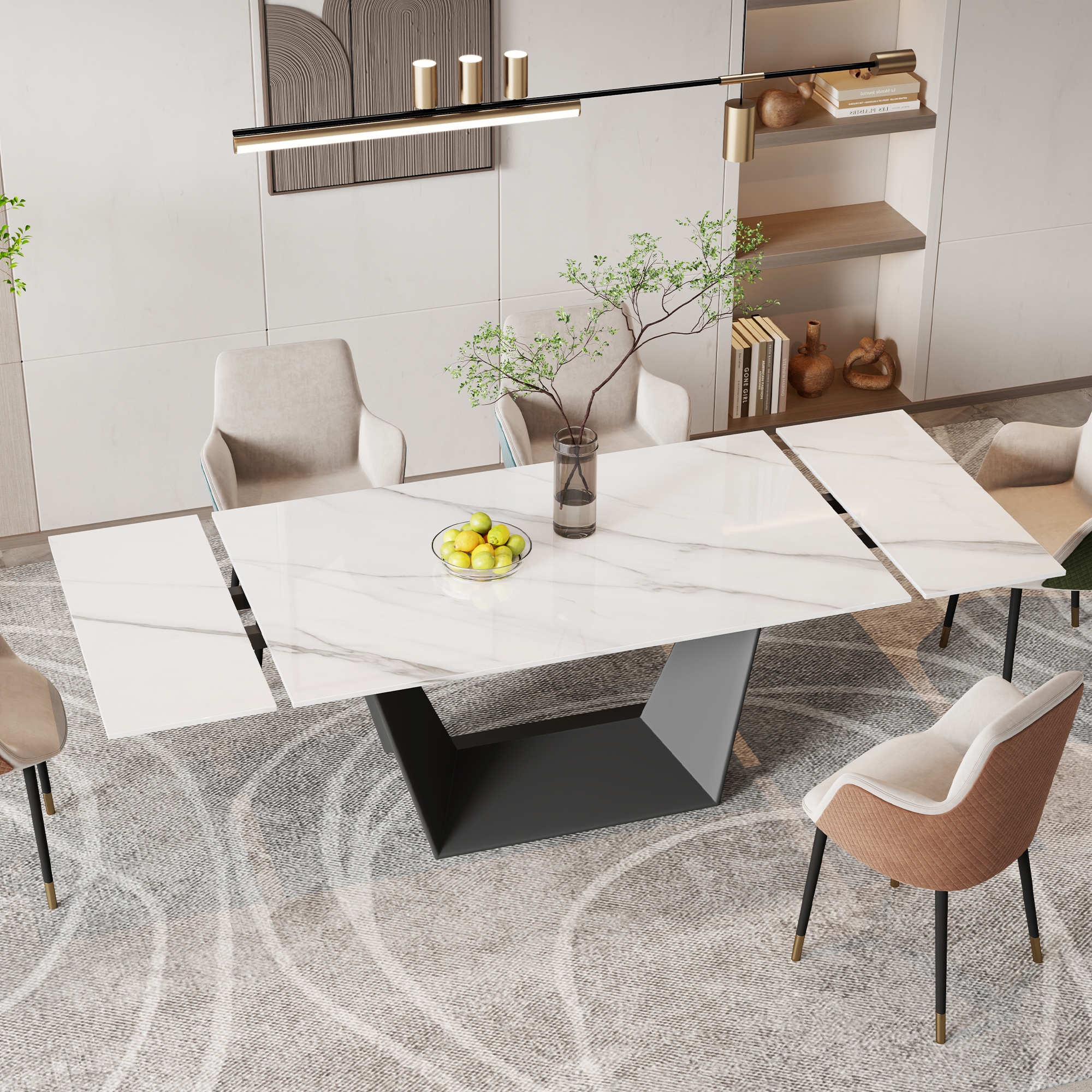 White marble extendable dining table sale