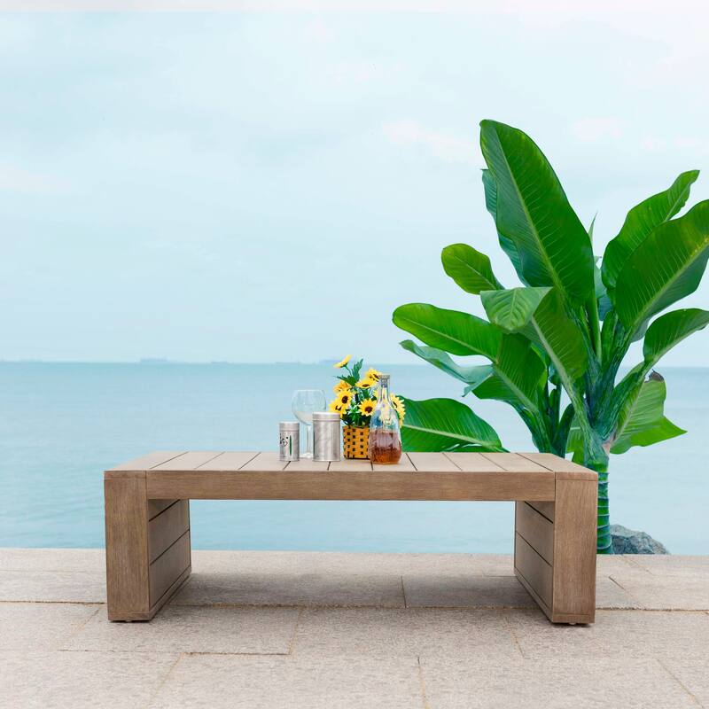 SAFAVIEH Couture Santiago Eucalyptus Patio Coffee Table - 46"W x 29"D x 14"H