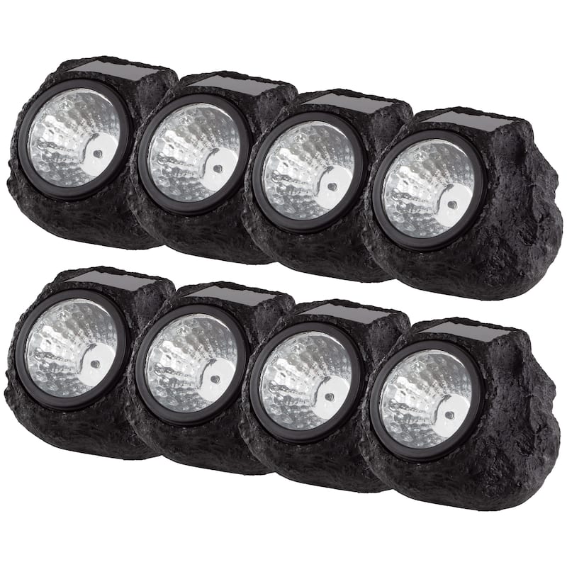 Pure Garden Solar LED Rock Landscaping Lights (Set of 8) - 4 in. x 4.5 in. x 4.5 in.