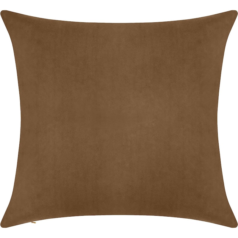 Delara Pack of 1 Velvet Decorative Throw Pillow Cover 20x20 Inches, Cushion Cover, Soft and Breathable Fabric, Hidden Zipper - Cover Only - Light Brown