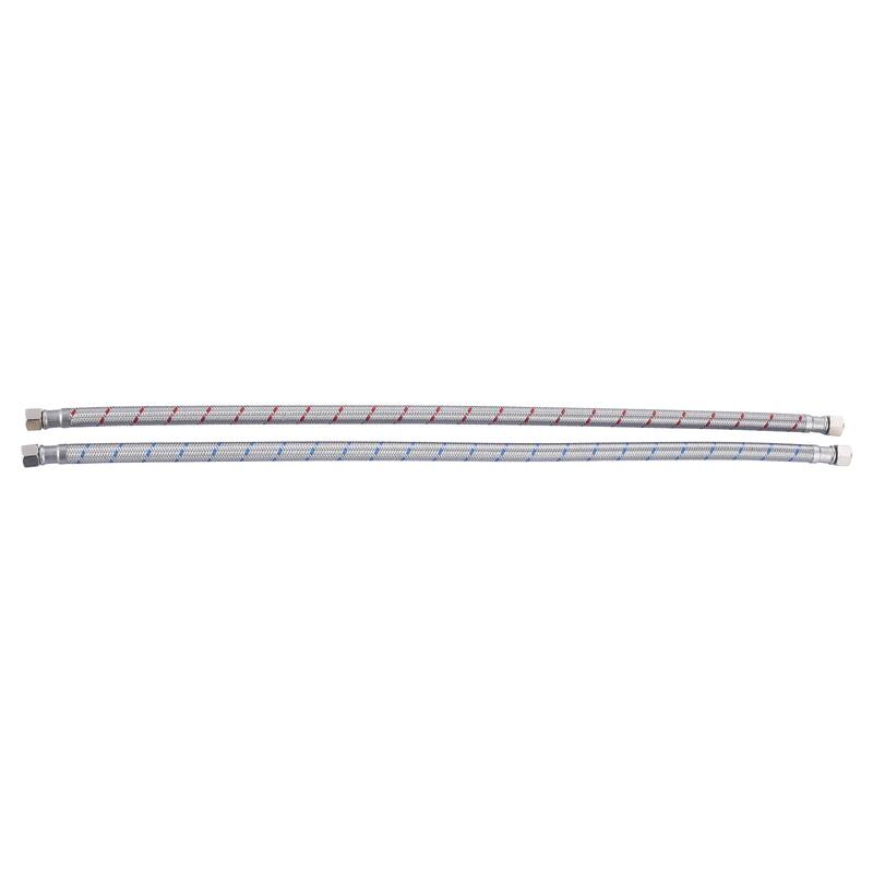 WOWOW 3/8 in. COMP x 3/8 in. COMP Stainless Steel Faucet Supply Lines - Stainless Steel - 12-inch