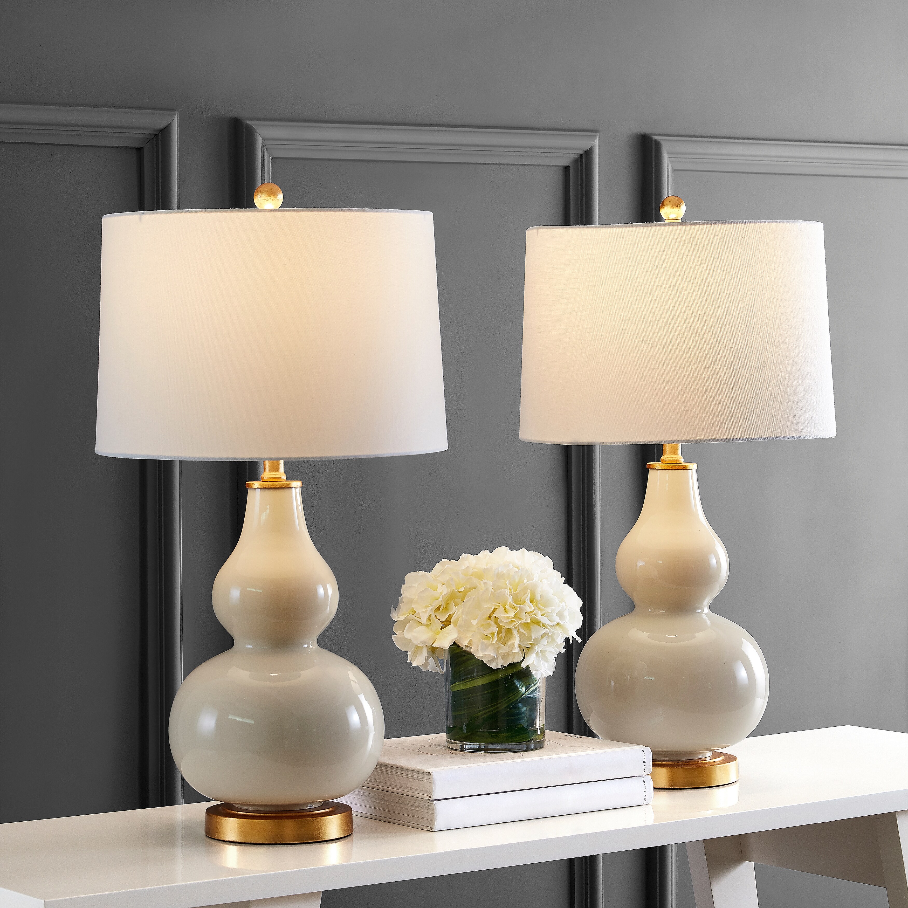 SAFAVIEH Lighting Karlen Gourd Table Lamp Set of 2 15x15x28.5