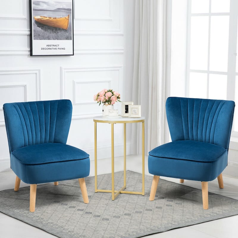 Gymax 2PCS Accent Chair Armless Leisure Chair Single Sofa w/ Wood Legs