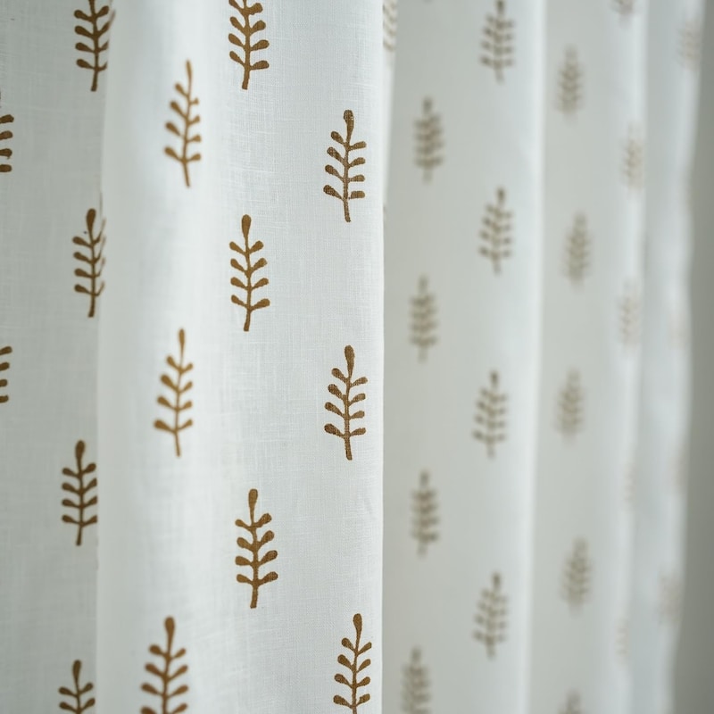 Fabdivine Handmade Block Print Floral Curtain Perfect for Room or Window Décor