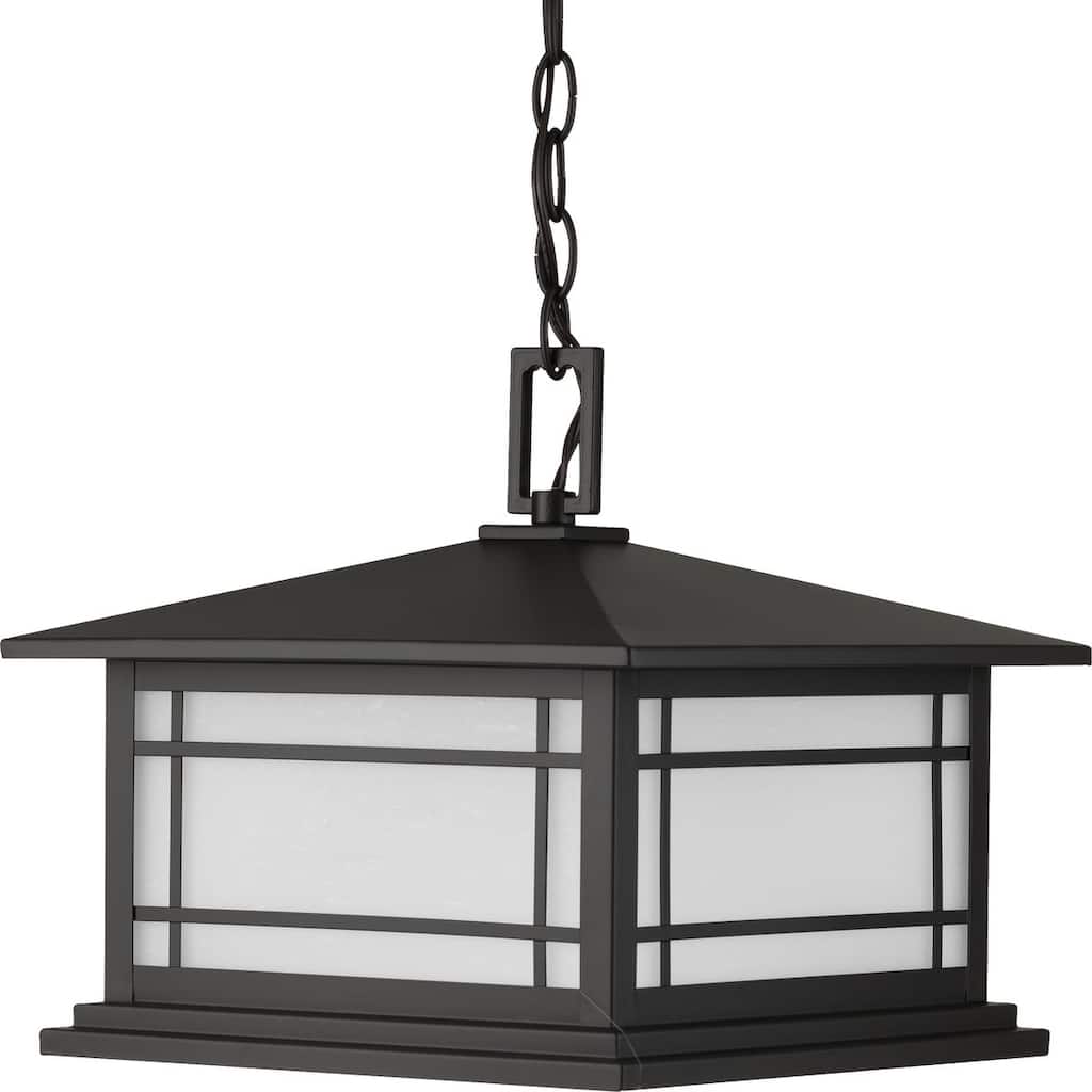Oakcliff 1-Light Bronze Craftsman Outdoor Hanging Lantern Light - 12.200" x 15.600" x 15.600"